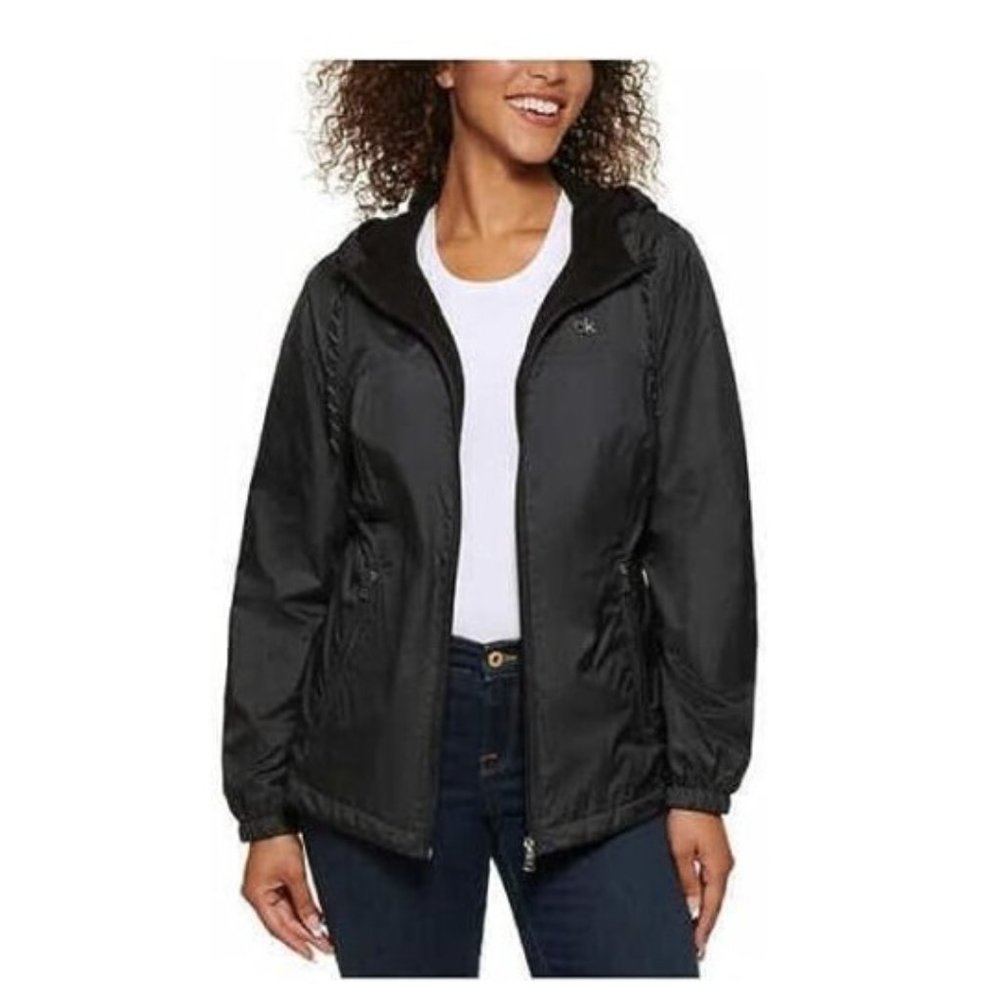 NWT Calvin Klein Women Lightweight Full Zip Hooded Windbreaker Sz XL $120 L301